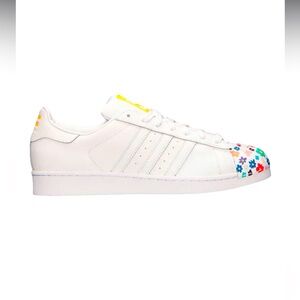 Men Adidas Superstar Supershell x Pharrell Williams White Floral Sneakers Size 9
